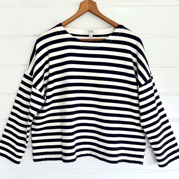 COS Tops - COS Boxy Oversized Breton Striped Long Sleeve T Shirt 100% Cotton - M